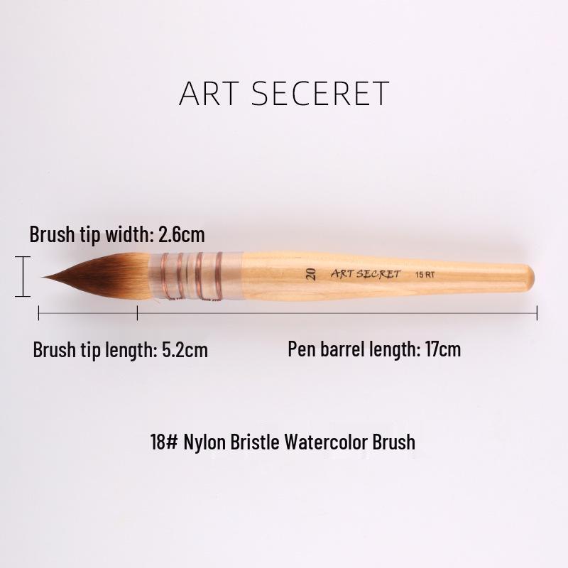 Korean ArtSecret Academy Grade Red Wood Handle Nylon Watercolor Brush 15RT