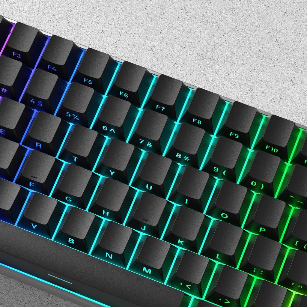 Womier 123-Key Double-Shot PBT Light-Transmitting Keycaps with Cherry Profile for Mechanical Keyboards and PCs (Black)
