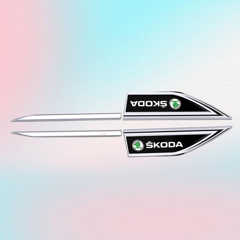YCGG5 2Pcs Car Door Fender Side Blade Badge Car Body Protective car Metal Sticker For Skoda VRS Octavia FABIA KODIAQ RAPID SUPERB