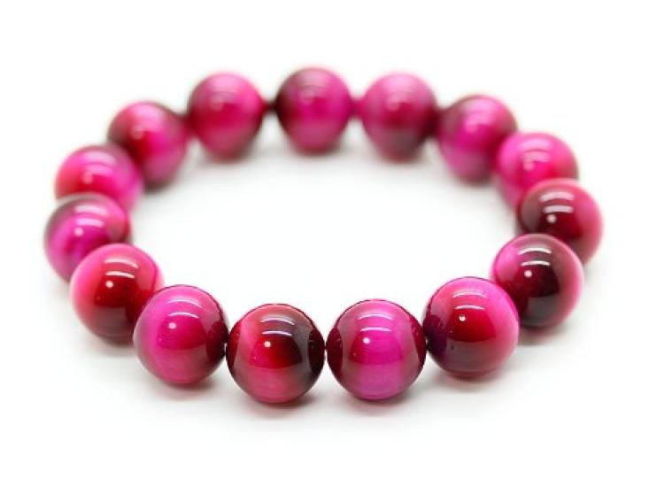 Pink Tiger Eye 14mm Prayer Bead Bracelet Natural Stone Power Stone Money Luck Work Luck Financial Luck [Shiki] [[b309]