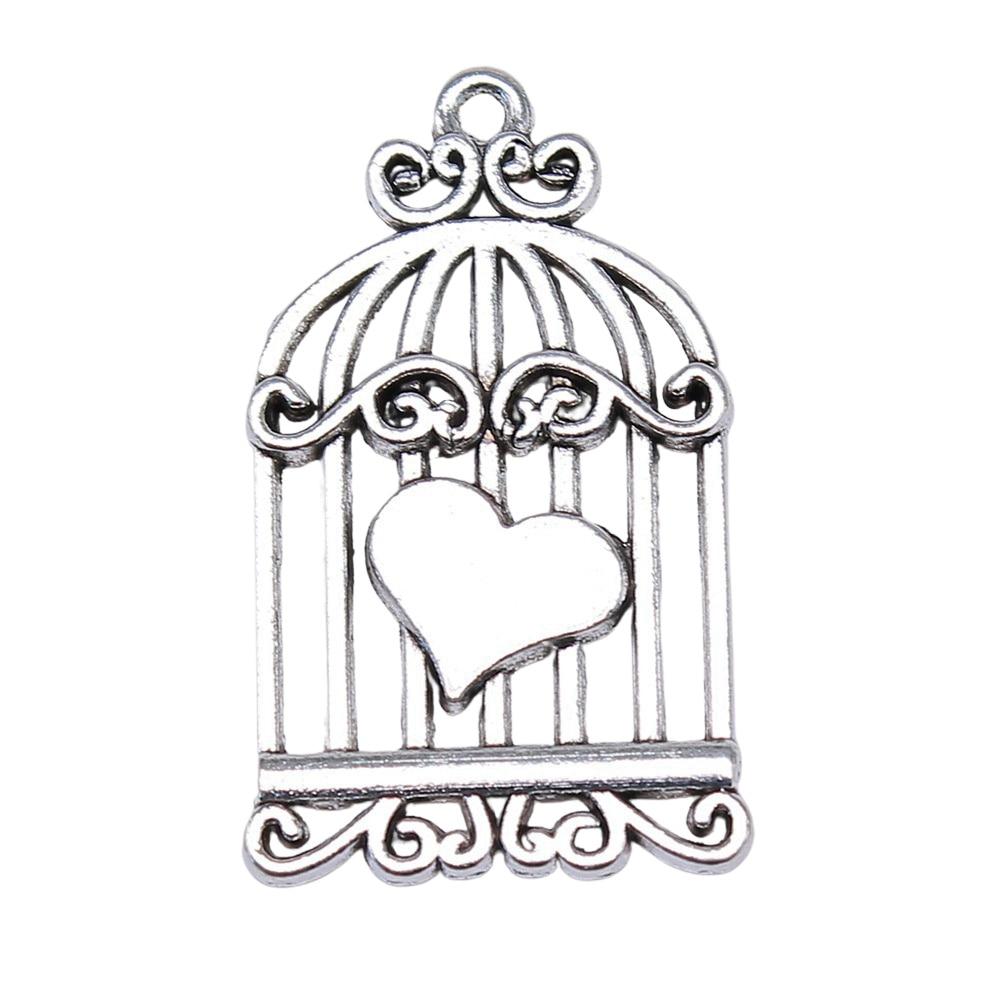 

10шт подвески в виде птичьей клетки античное серебро цвет цинковый сплав 20х33мм