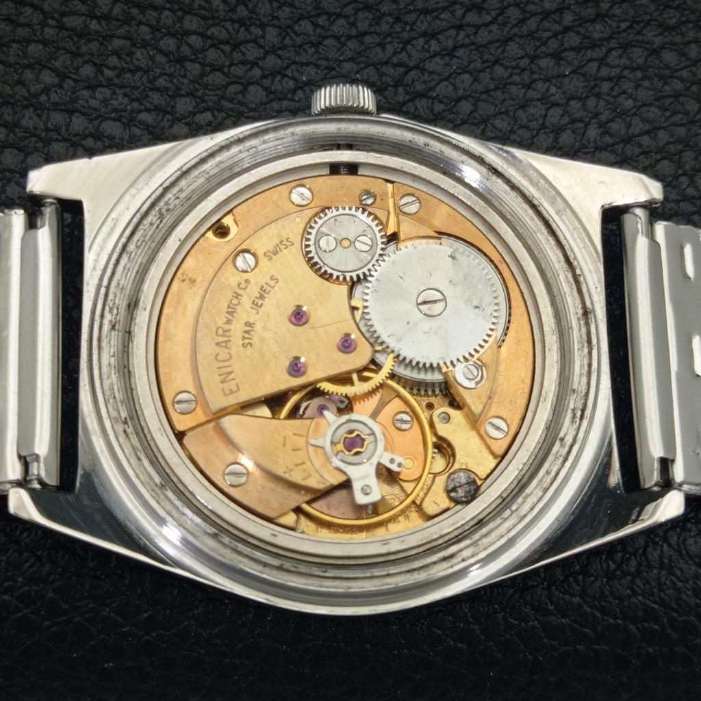 RARE ENICAR STAR JEWELS HAND-WINDING SWISS MENS VINTAGE WATCH A703865-1 R213f-a703865