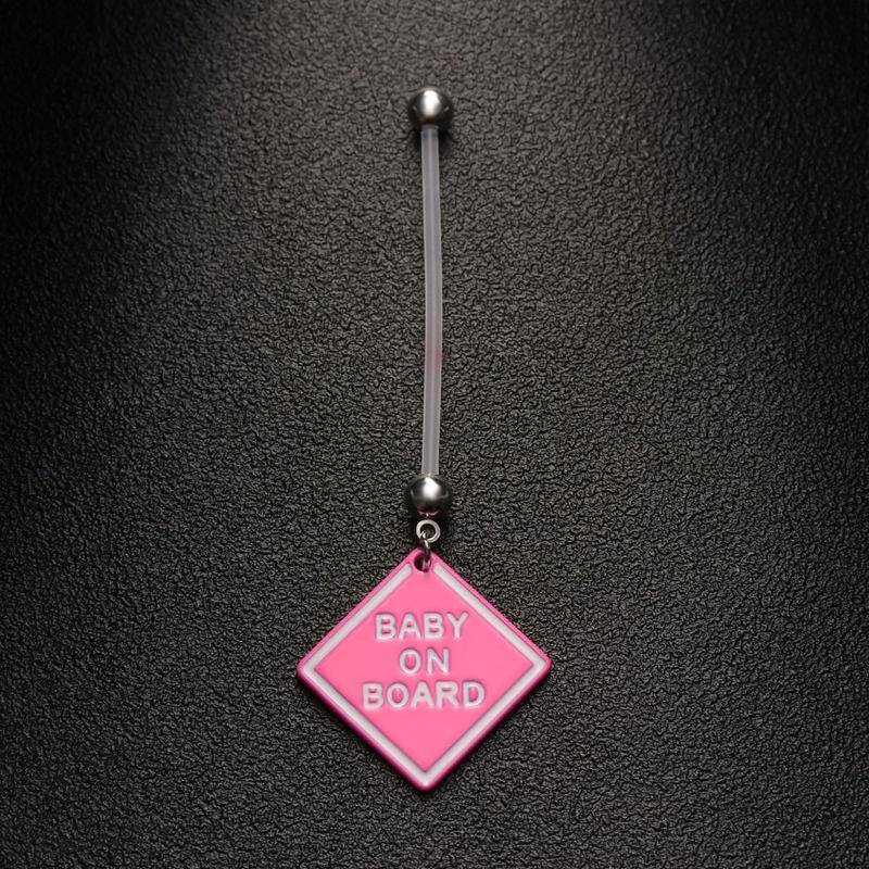 Kristall-Nabelring, Bauchnabelring „Baby an Bord“, baumelnder Körperpiercing-Schmuck, schönes Geschenk für Schwangere