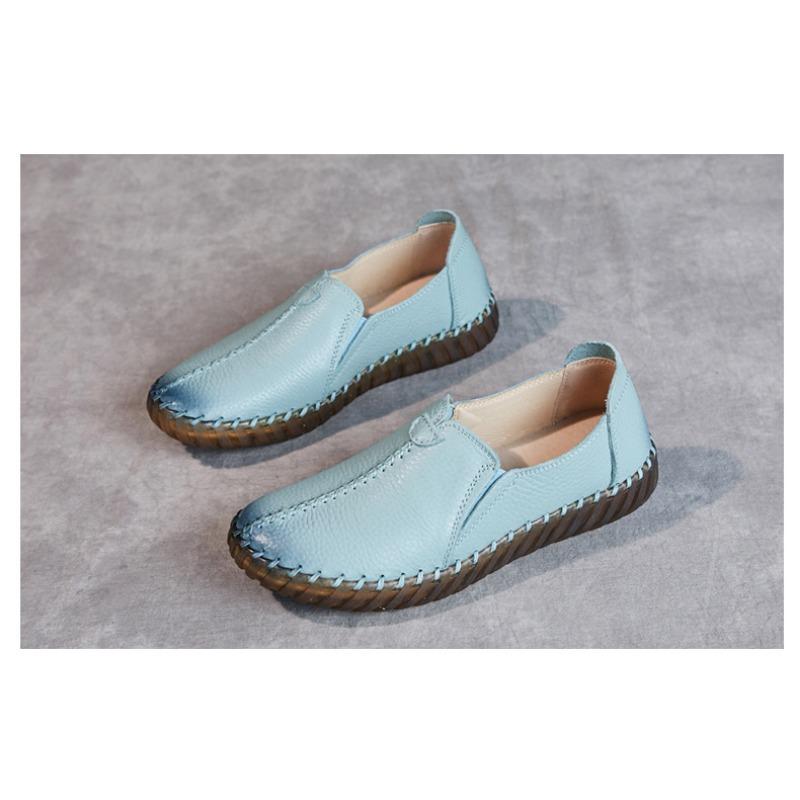 First layer cowhide new flat-soled women's shoes comfortable round head handmade leather single shoes casual Oxford soft-soled mother shoes