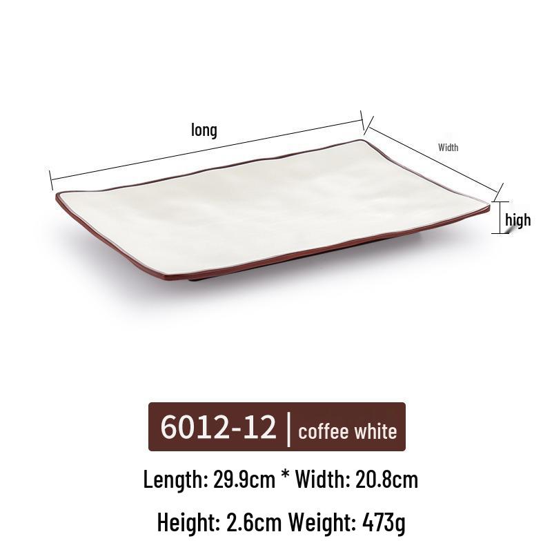 Melamine Rectangular Imitation Porcelain Plate for Hot Pot, Sushi, BBQ & Hotel Tableware.