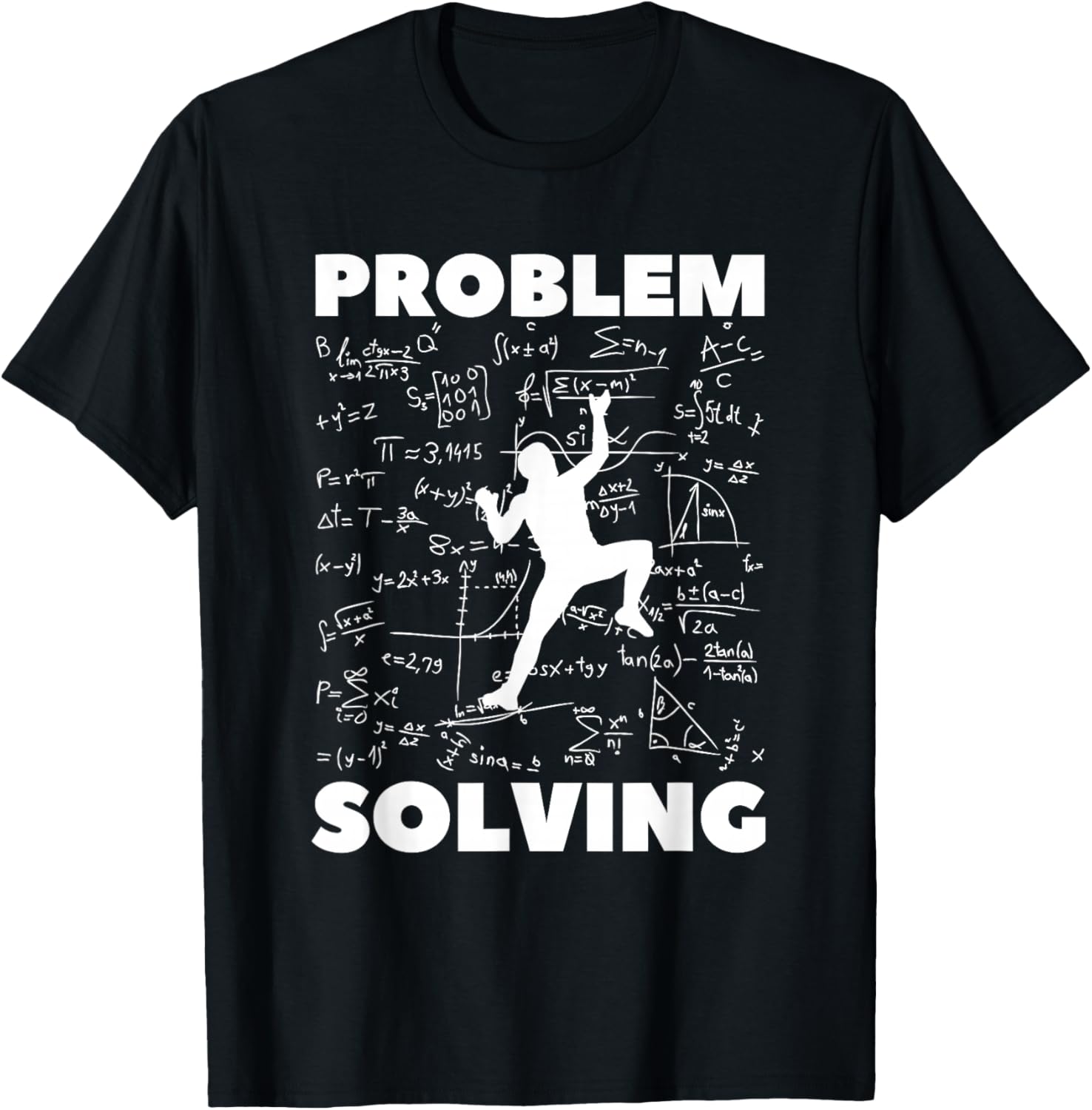 Problem Solving Climber Graphic Tee Rock Climbing Bouldering Math Formula TShirt for Men S