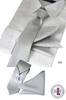 [Michiko London] Tie & Pocket Square Set, Silver Silk Tie, Made in Japan, for Weddings (04, free)