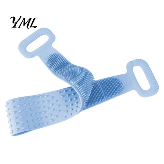 Portable Shower Brush for Travel Silicone Back Scrubber with Dual Handles, Double Sided Exfoliating Bath Towel, Ergonomic Long Washer Skin Care