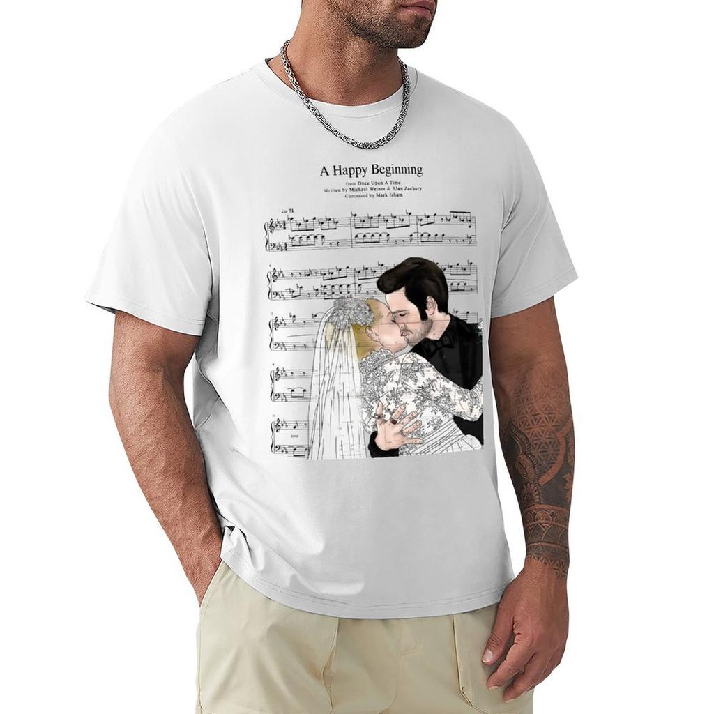 Captain Swan Music Sheet Tshirt Summer Print Short Sleeve Tee