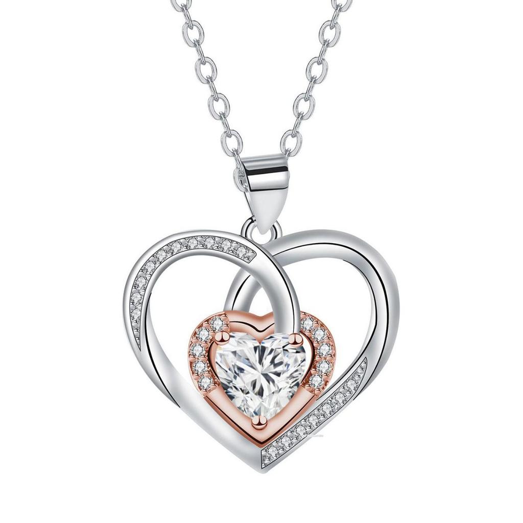 Love Cross Necklace Heart Diamond Pendant Jewelry