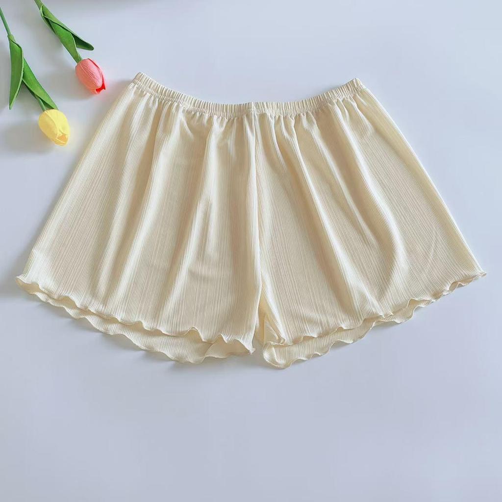 Women's Ice Silk Lace Safety Shorts - Anti-Exposure, Thin, No Curl, Loose Fit, Slimming, Perfect for Summer & Home Base Layer