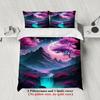 Vibrant Dreamy Mountain Bedding Set Full Purple Cherry Blossoms Comforter Cover Waterfall Moon Duvet Cover Queen King Size