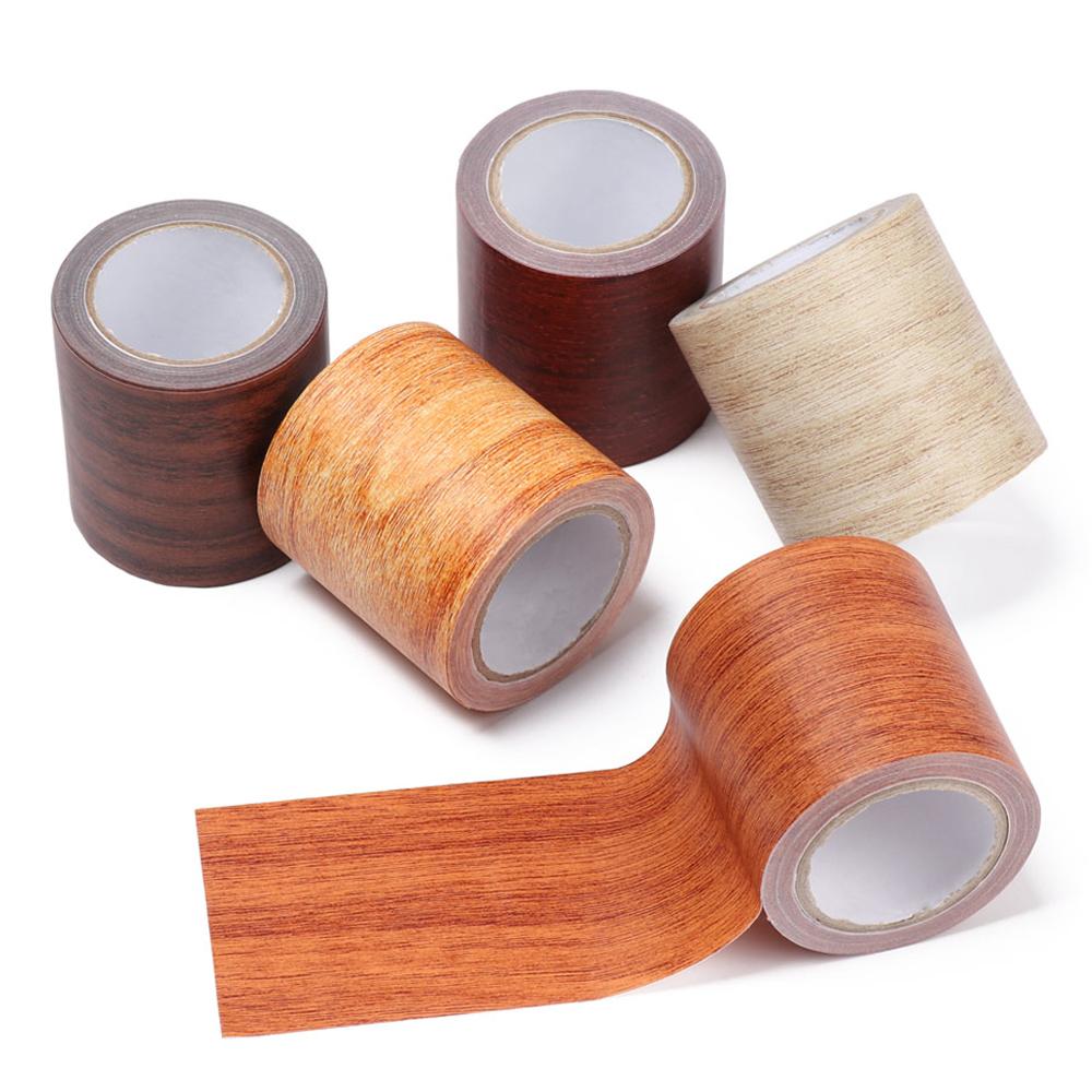 5M/Roll Furniture Adhensive Duct Tape Realistic Wood Grain Repair Renovation Skirting Line Floor Sticker Home Decor Accessories
