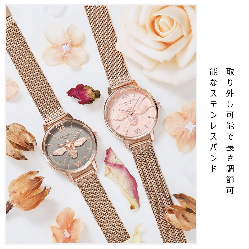 RORIOS Fashion Analog Quartz Watch with Popular Honeybee Stainless Steel Mesh Perfect for and Includes Instructions in Japanese and and a Warranty