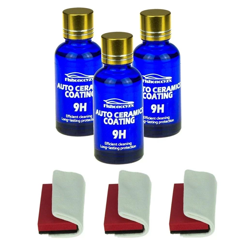 3 ks 9H Auto Pokovený Krystal Keramický Povlak Super Hydrofobní Leštící Povlak na Sklo Sada Bez Krabice Tekutina pro Údržbu Laku