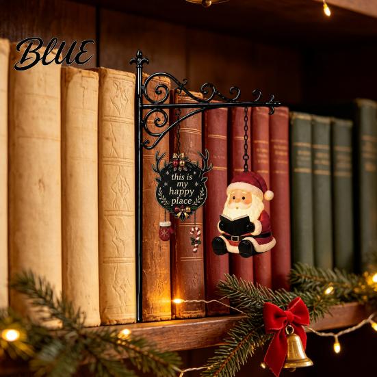 Decorative Holiday Night Light 2PCS Christmas Bookshelf Lamp, Resin Santa Claus Elk Snowman Hanging Warm Glow Light, Multi-Color Lighting Wall Mounted
