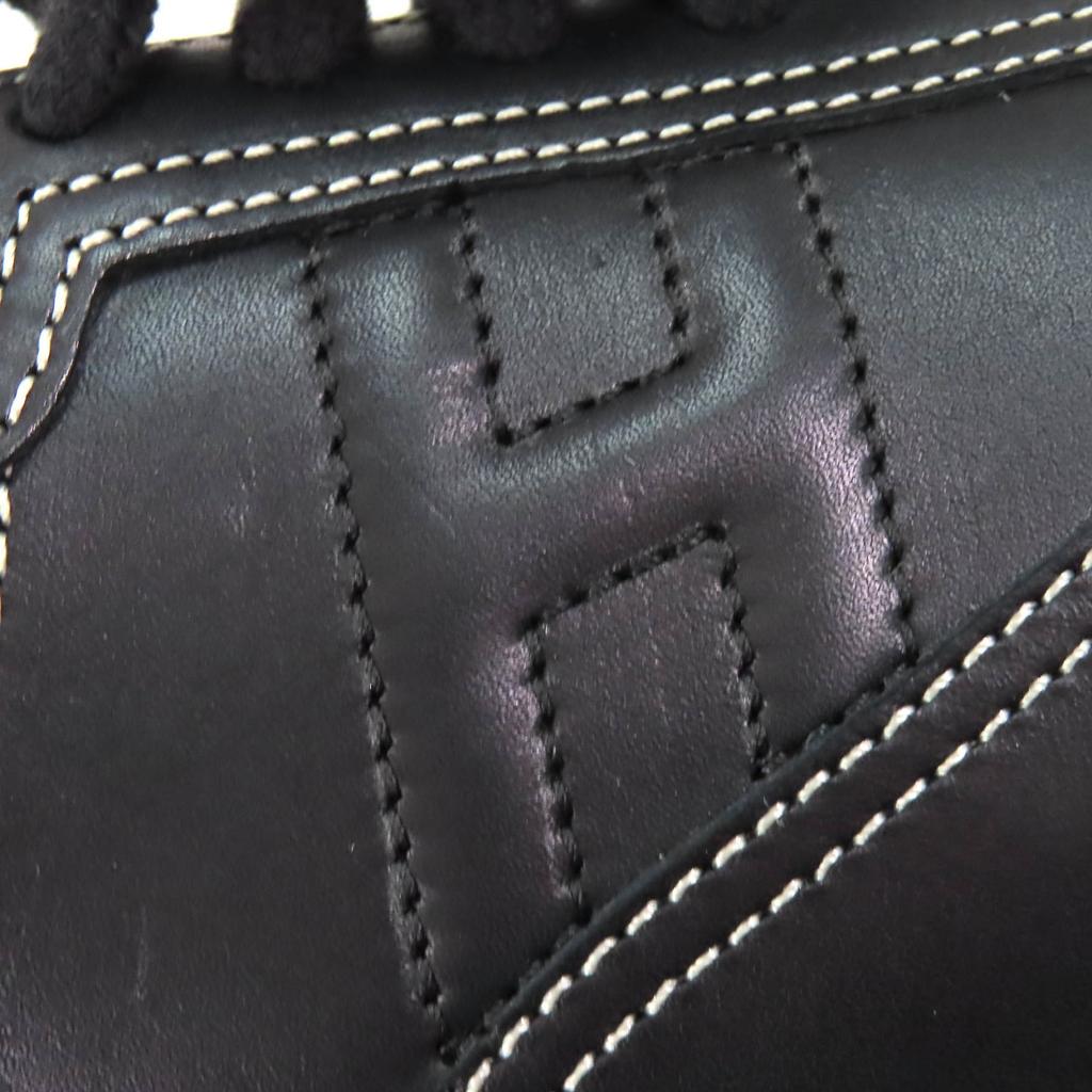 Great HERMES sneakers quick H logo stitch black leather Women 35 192214Z Used