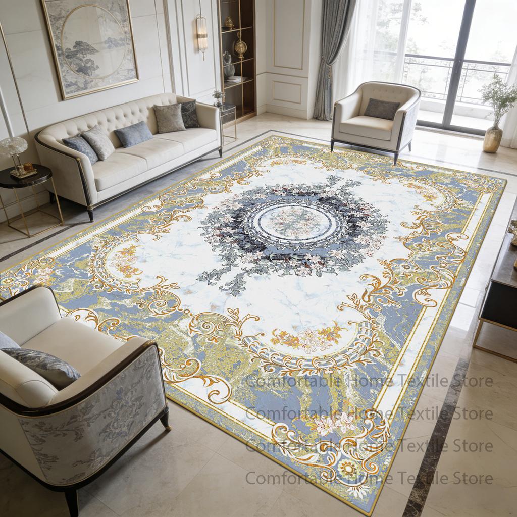 Light Toned European Luxury Living Room Carpet Store Decoration Fluffy Non-slip Rug Stain Resistant Short Velvet Soft Floor Mats