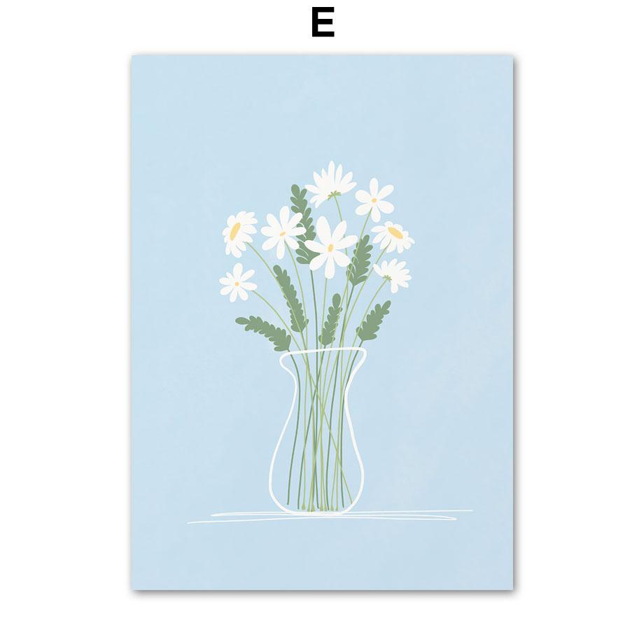 Blue Flower Market Minimalism Wall Art Canvas Painting Nordic Posters And Prints Abstract Wall Pictures For Living Room Decor