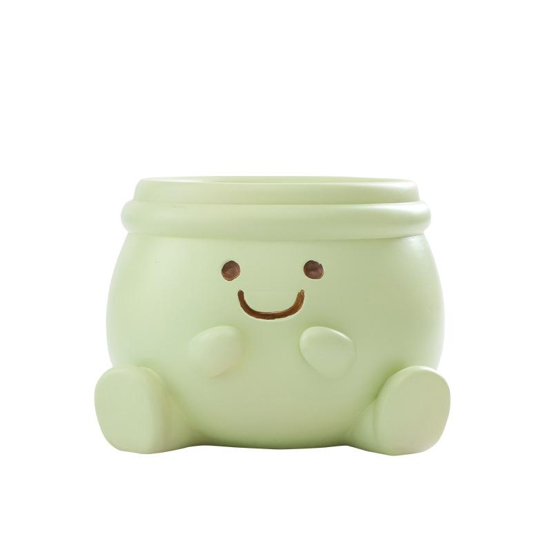 

Smiley Face Flower Pot for Succulents Cactus Mini Bonsai Planter, Creative Garden Pots Decorative Figurines Home Desktop Decor