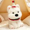 Plush Stuffed Animal Cute Puppy Soft Toy with Hat and Bib Decorative Sitting Dog Doll for Kids and Collectors