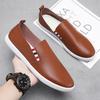 Fashion Split Leather Men Casual Shoes Slip-on Handmade Loafers Outdoor Fashion Driving Footwear Comfortable Male Leisure Walk Moccasins