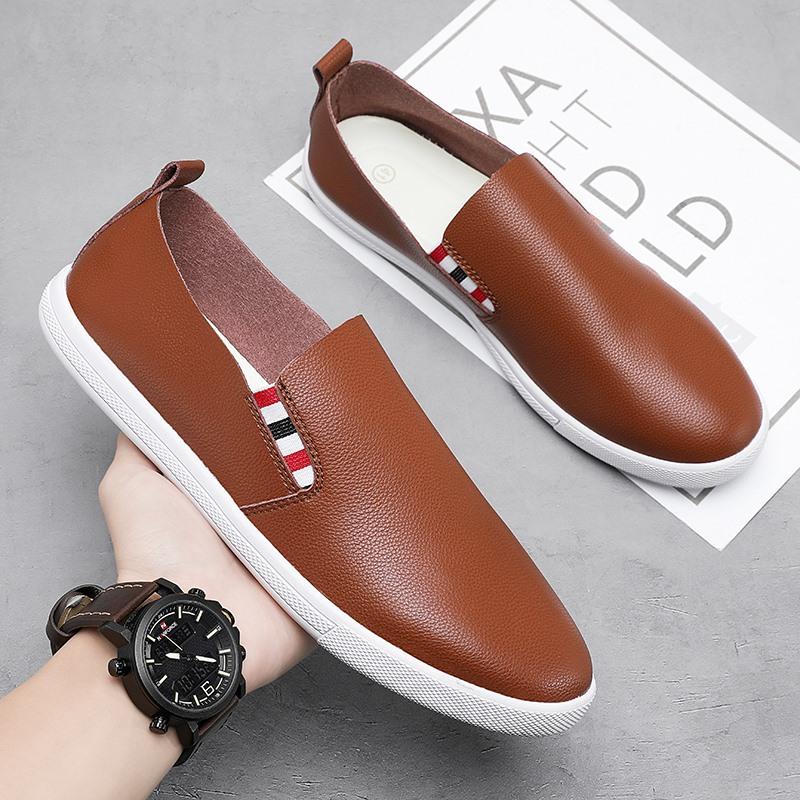 Fashion Split Leather Men Casual Shoes Slip-on Handmade Loafers Outdoor Fashion Driving Footwear Comfortable Male Leisure Walk Moccasins
