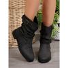 Women's Popular Medium Boots, Women's Autumn and Winter New Boots, Women's Round-toed Flat-bottomed Cigarette Boots