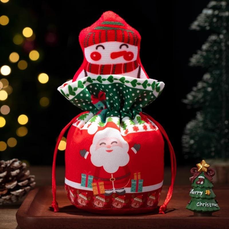 Red Leatherette Gift Bag with Gold Ornaments,Festive Gift Containers for Holiday Candies & Small Presents