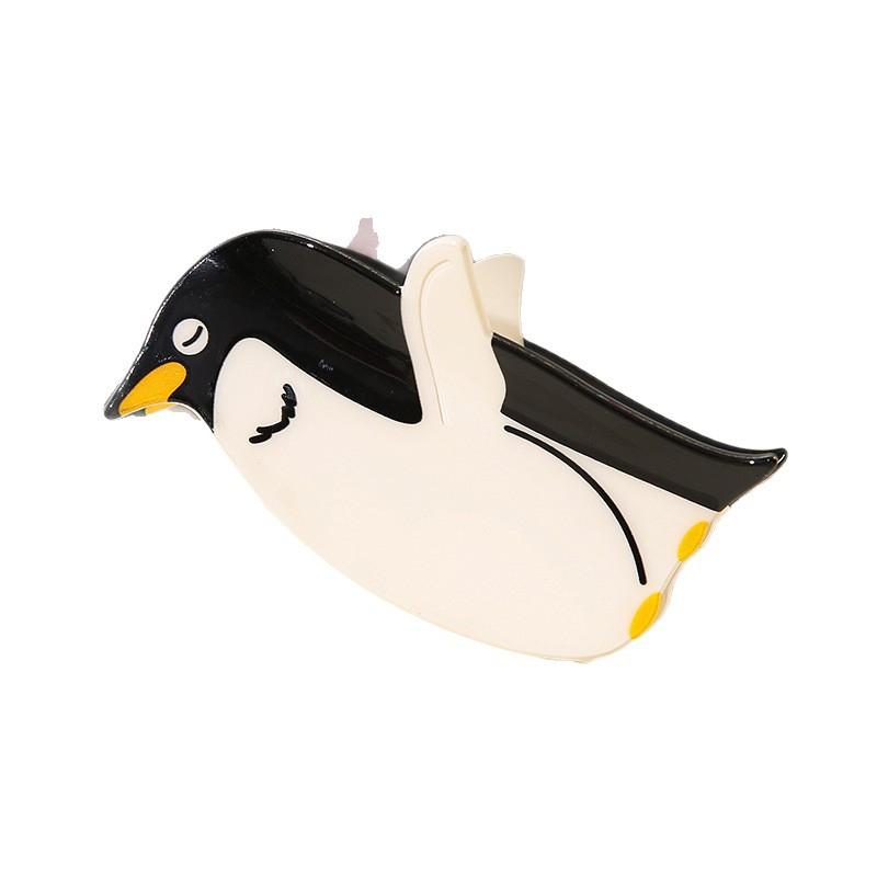 Cute Pet Penguin Hair Clip Acetate Hair Accessories Shark Clamp Black White Color Block Hair Grips For Women Girls Children