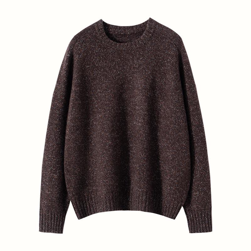 Cashmere Women's Loose Space-Dyed Round Neck Pullover Sweater - Winter Thickened Long Sleeve Knitwear