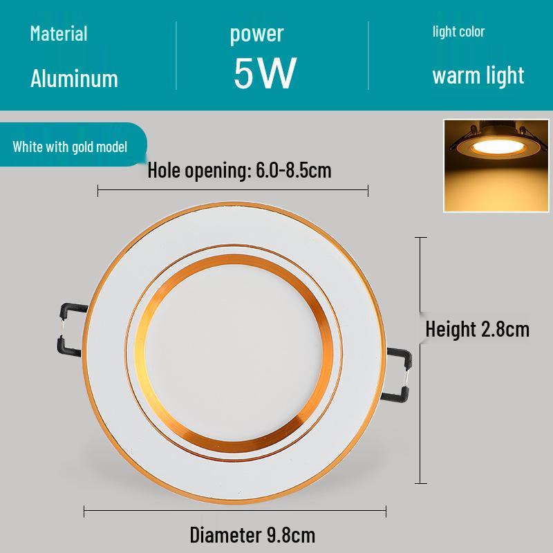 5W Dimmable Ceiling Downlight with 3-Color Settings