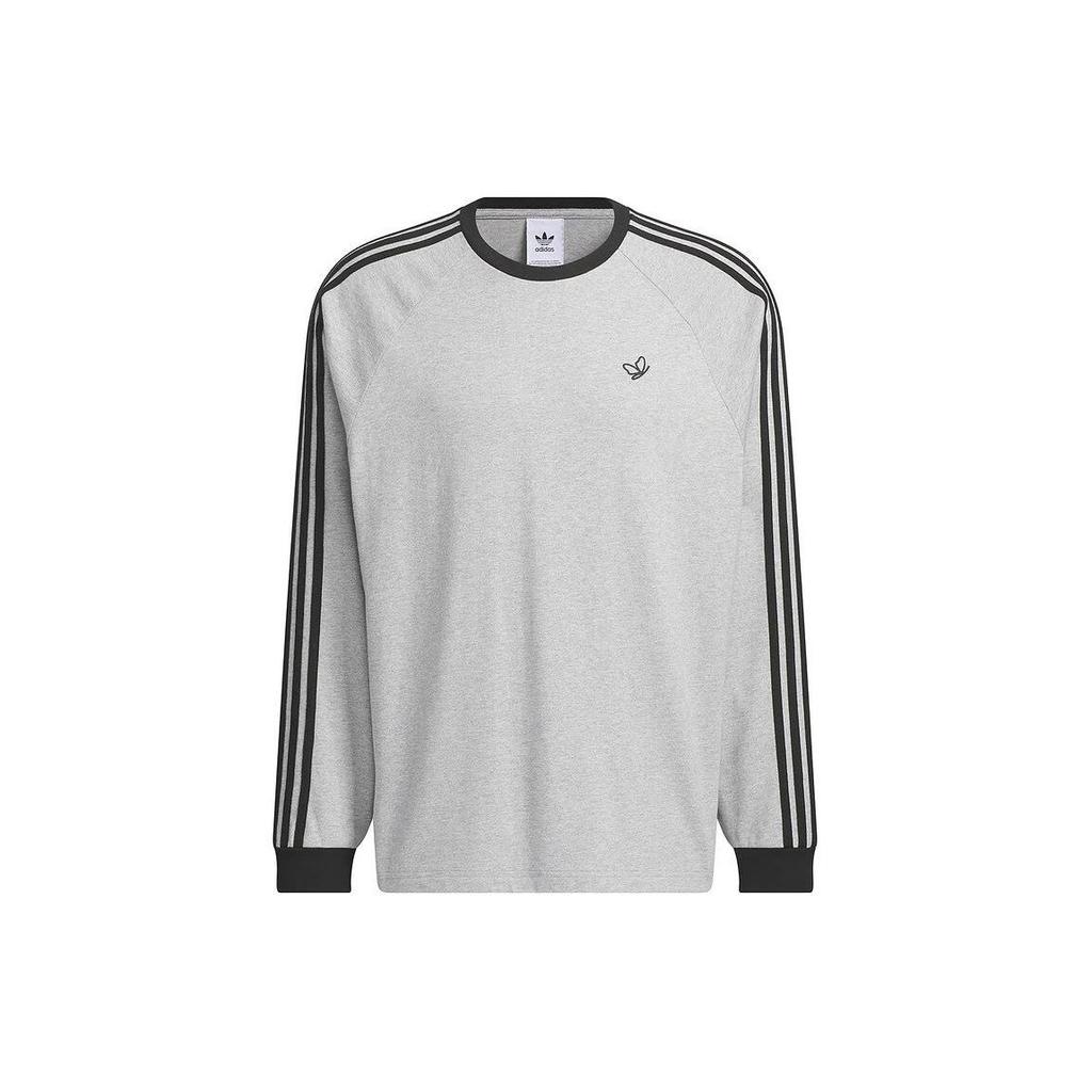 Adidas Originals Adicolor Series SS24 Loose Crew Neck Retro Athletic Long Sleeve T-Shirt Men Tops Gray JG1513
