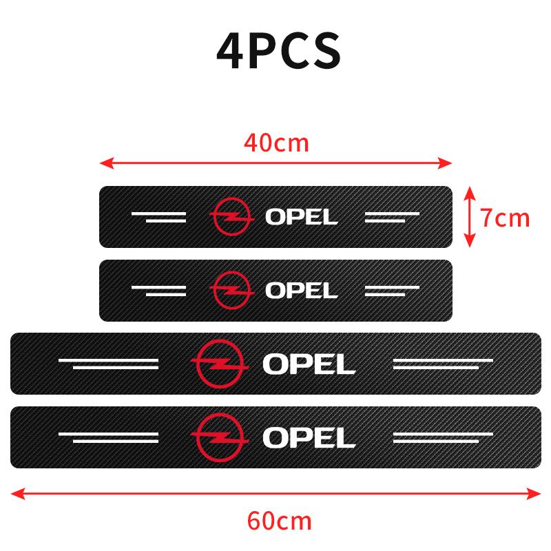4Pcs/set Carbon Fiber Car Door Sill Threshold Protector Logo Stickers For Opel Opc Astra K Vivaro Corsa Zafira Insignia Mokka