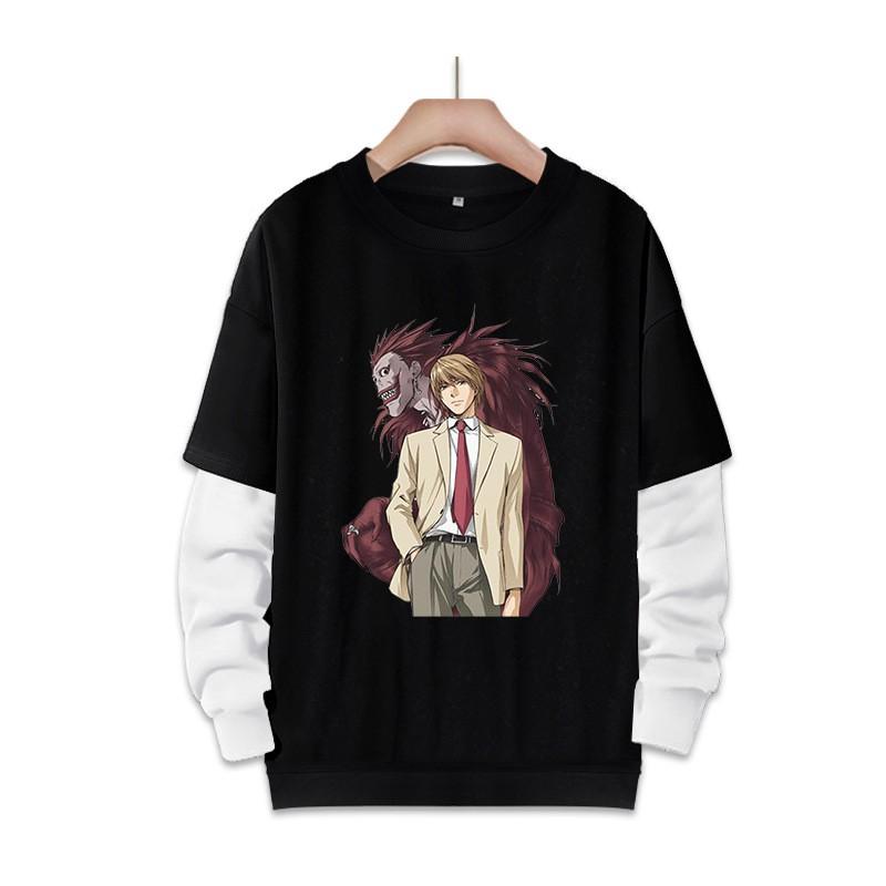Stampa Anime Death Note Nero/Grigio S-3XL Casual Manica Lunga