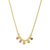 Collana a Maglia Scatolata in Acciaio Inossidabile Placcato Oro con Perline Multi-Colore in Zirconia Cubica