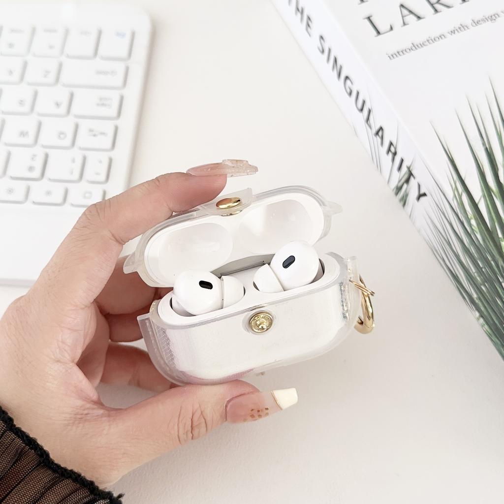 For Apple AirPods Pro Charging Case Cover Bluetooth-compatible Headset Case with Ring Buckle