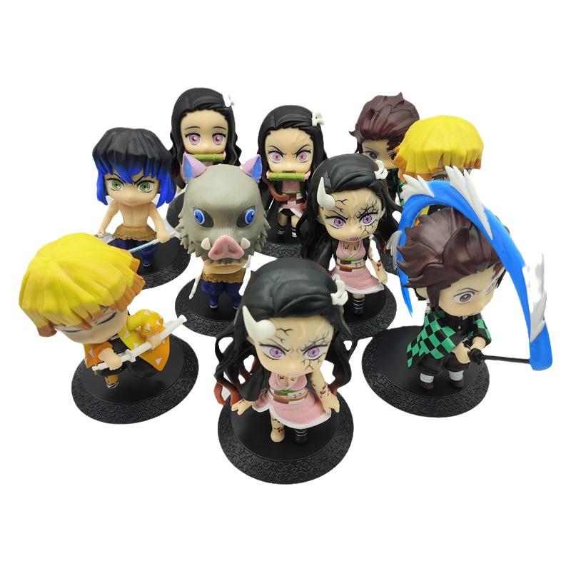 

10pcs/set Anime Demon Slayer Kamado Nezuko Kamado Tanjuurou Battle Version Action Figure Collectible Models Toys 10cm