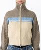 MUSINSA STANDARD WOMAN Women'S Color Block Cable Knit Zip-Up [Heather Beige]