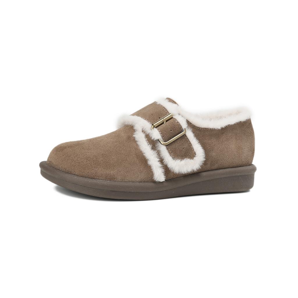 Thick-soled velvet retro single shoes winter fluffy cotton shoes