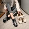 Riband Lace up oxford shoes women plaid fabric flats square toe loafers autumn/winter student small leather shoes woman big size