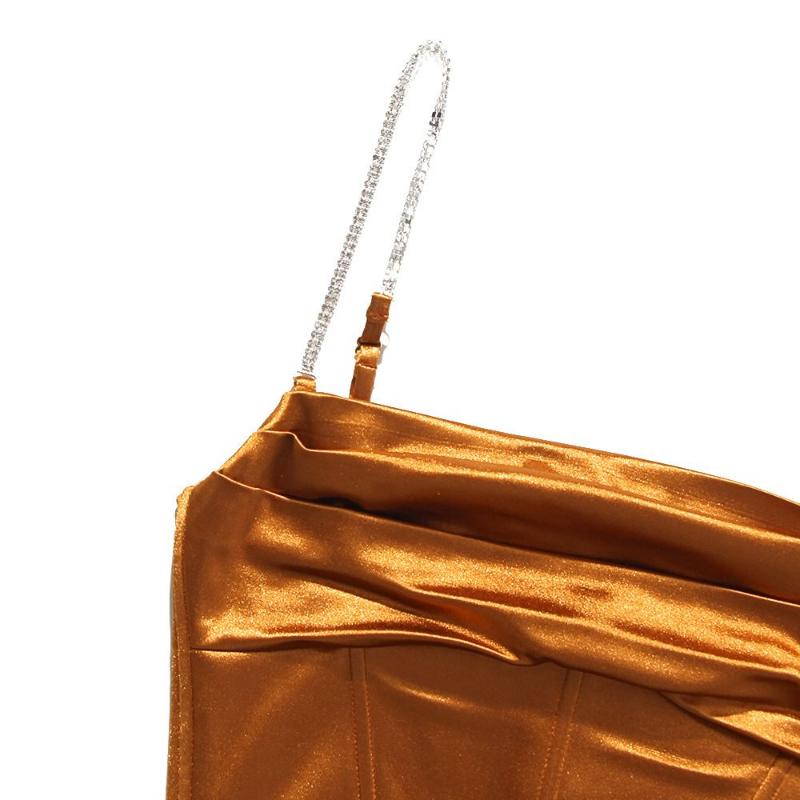 Women's Tops Sexy Hot Satin Undershirt Solid Color Slim Tops Sweet Cool Chain Undershirt