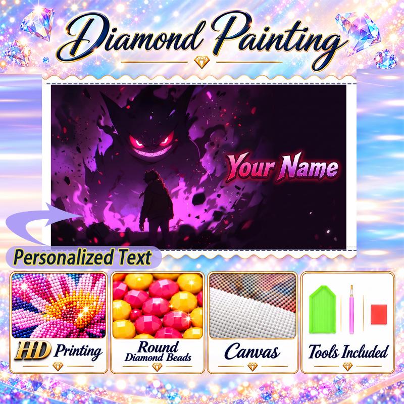 Personalized Gengar Diamond Art Custom Name 5D Diamond Painting Full Drill DIY Craft