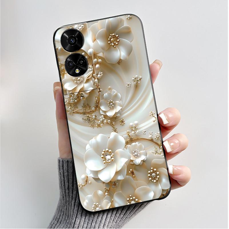 Printing Pattern Case For TCL 50 5G/TCL 50 XE Nxtpaper 5G/TCL 50XE 5G Soft Silicone Black Shell Cover Cute Flower Cartoon Casing
