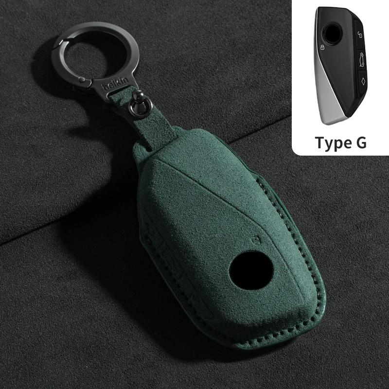 Suede Leather Car Remote Key Case Cover Shell for BMW 7 Series G70 G09 XM U06 G81 M3 I7 X7 G07 LCI IX I20 X1 U11 Protector Fob