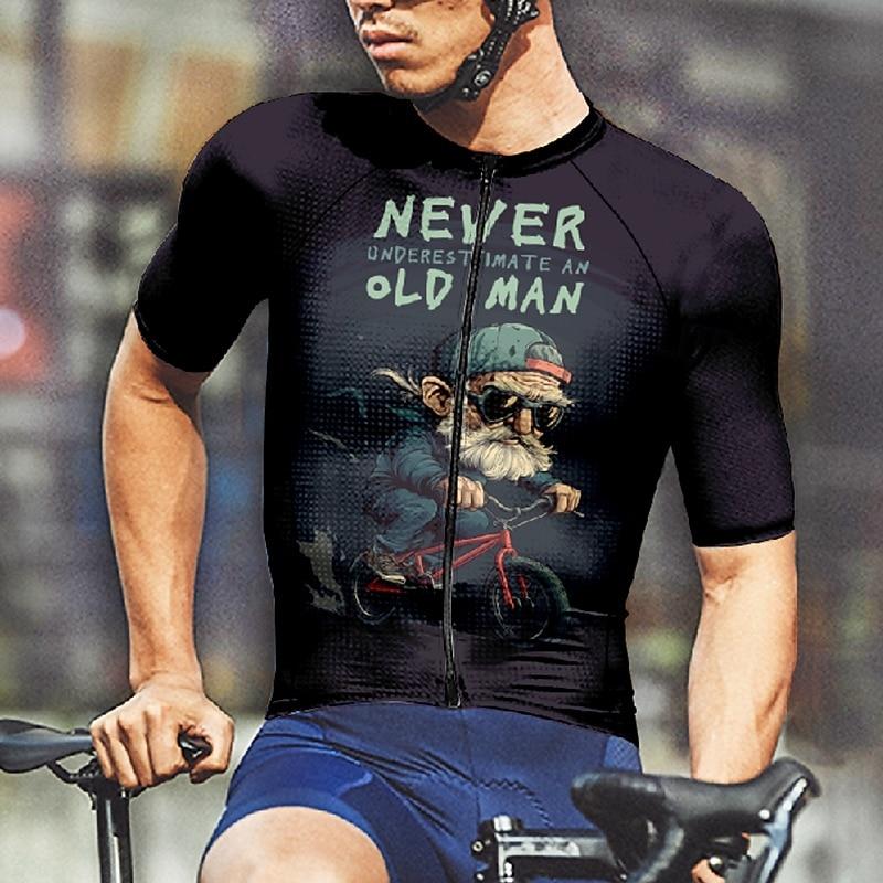 Herren Radtrikot Design Unterschätze nie den alten Hasen Kurzarm Rad-T-Shirt Mountainbike MTB Feuchtigkeitstransportierend Atmungsaktiv Sportbekleidung