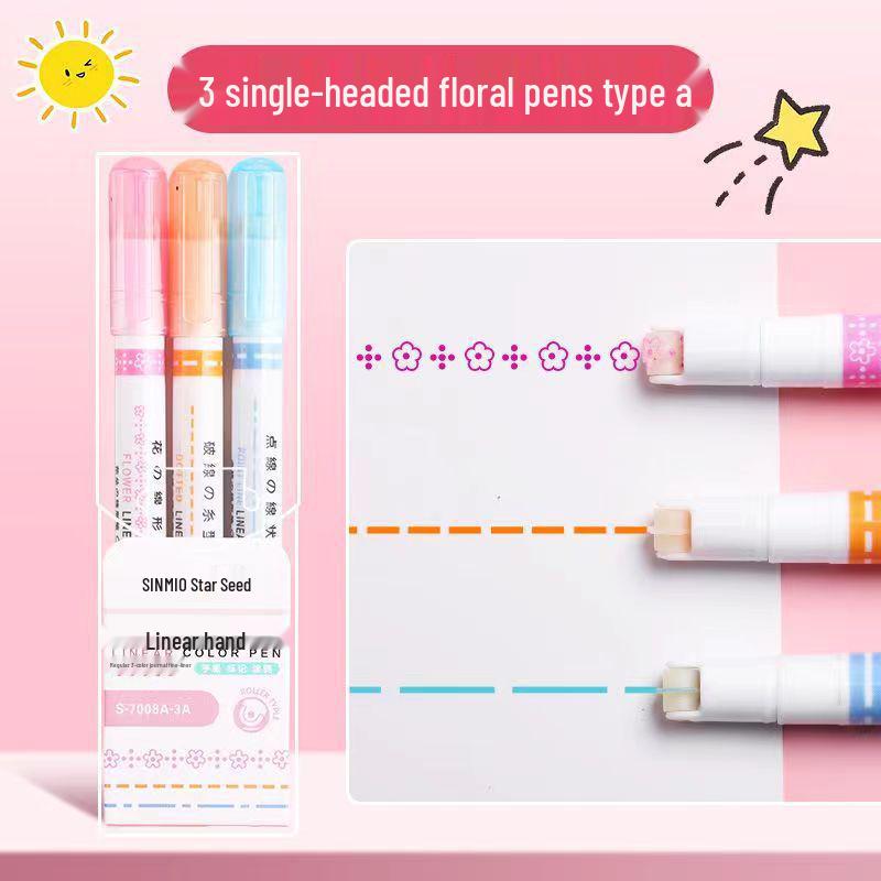 

Floral Outline Double Line Quick-Drying Marker and Highlighter for Journaling and Students