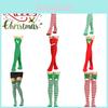 Striking Red-green Stripe Christmas Knee Socks For Women Kids