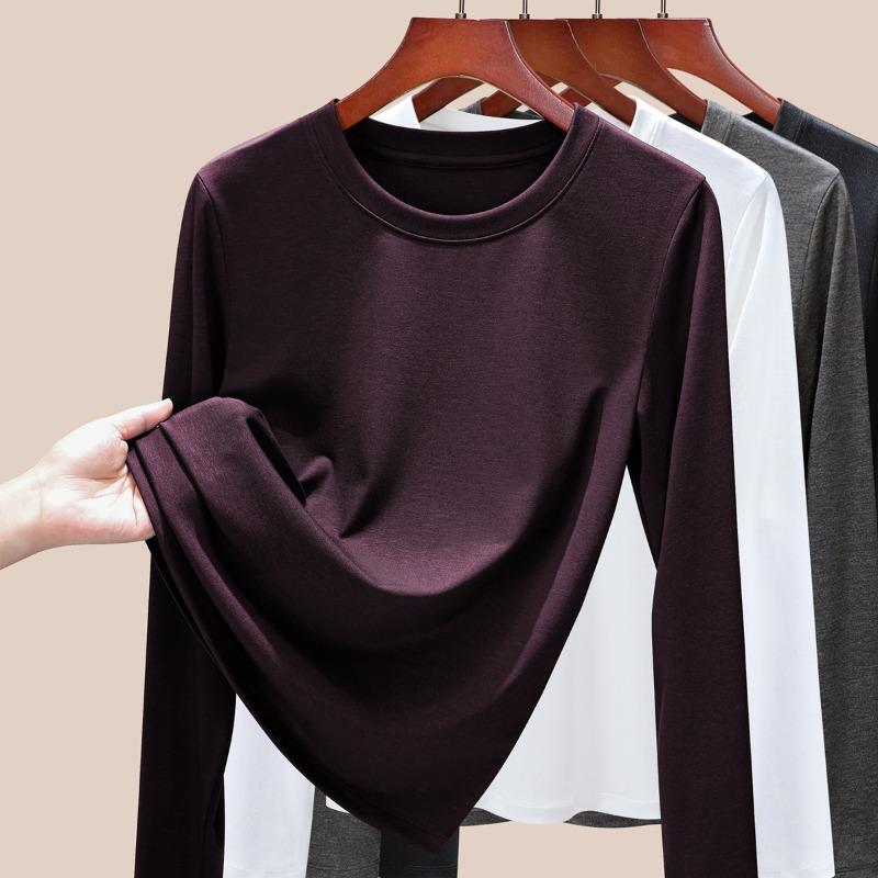 Crew neck Tencel sunscreen blouse long sleeve shirt women's thin lyocell mask top new bottoming shirt