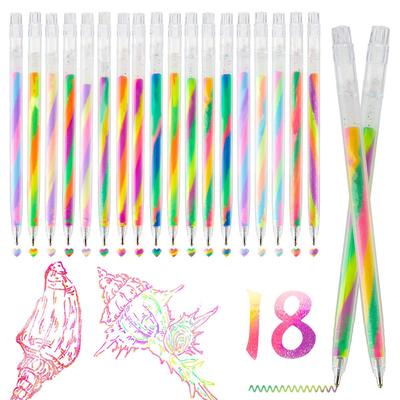 Set di Pennarelli Glitterati Graduati a 18 Colori - Pennarello a Spirale Arcobaleno a Colpo Singolo per Lavori Artistici Fluorescenti Fai-da-te